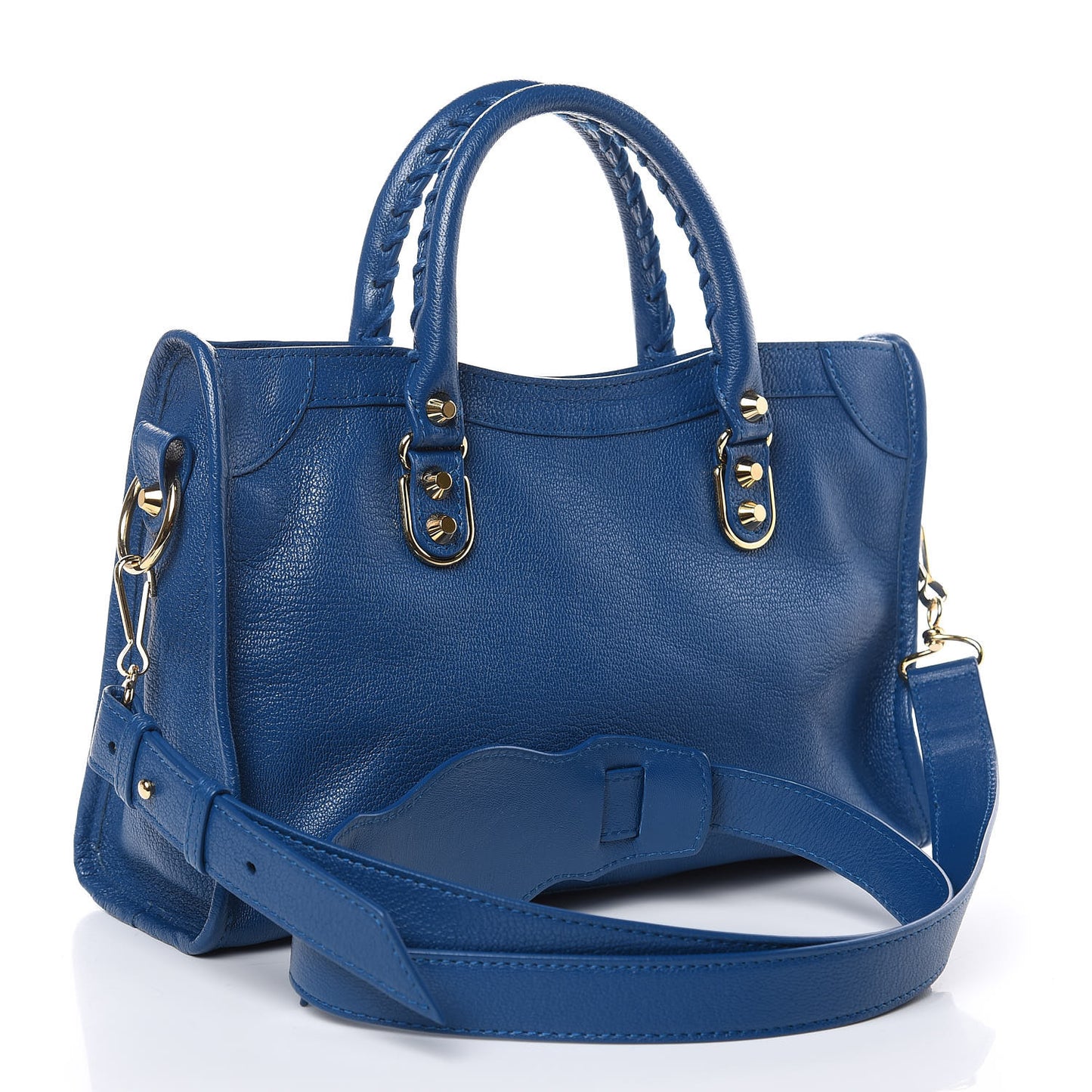 Shiny Goatskin Gold Metallic Edge Hardware S City Bleu Abysse