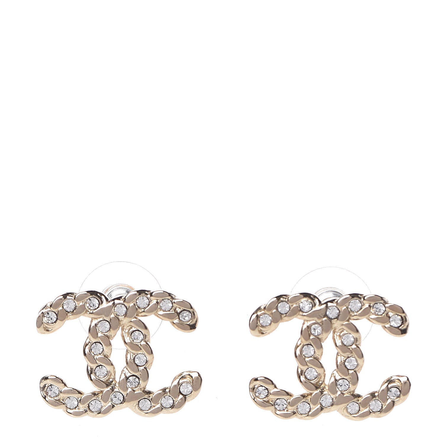 Chanel Crystal Pearls Coronation CC Earrings Gold 1 of 5