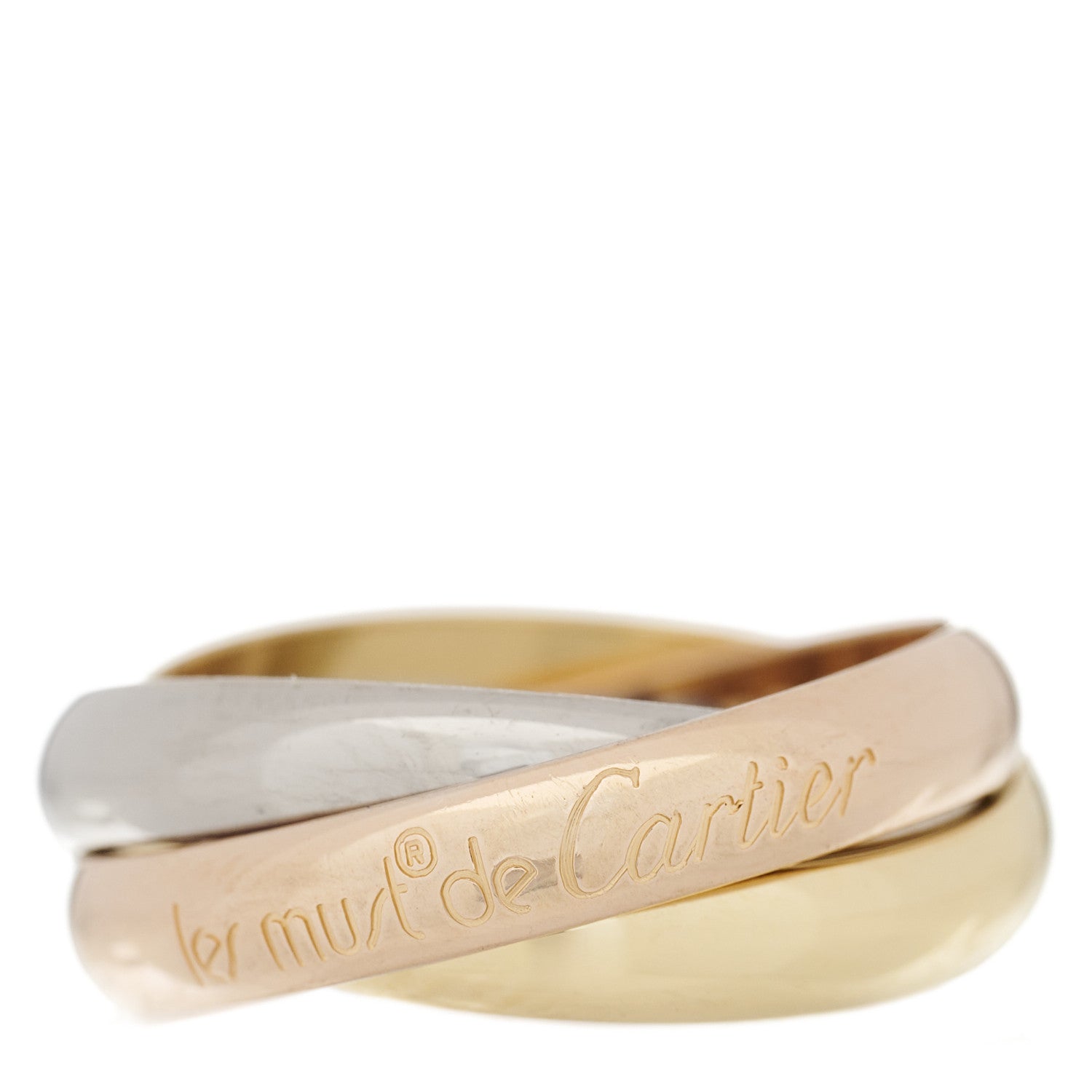 Cartier 18K Pink Yellow White Gold Classic Les Must De Cartier Trinity Ring 53 6.25 1 of 11
