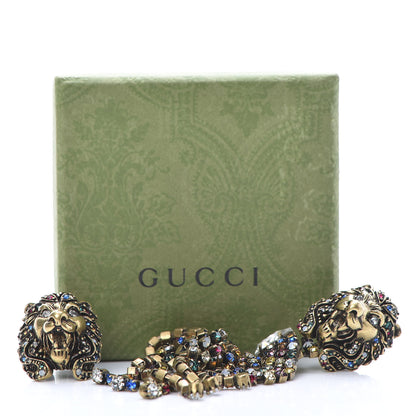 Gucci Metal Crystal Asymmetric Lion Head Earrings Multicolor 6 of 6