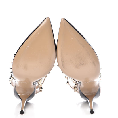 Valentino Garavani Patent Nappa Rockstud Ankle Strap 100mm Pumps 39.5 Black Poudre 7 of 12