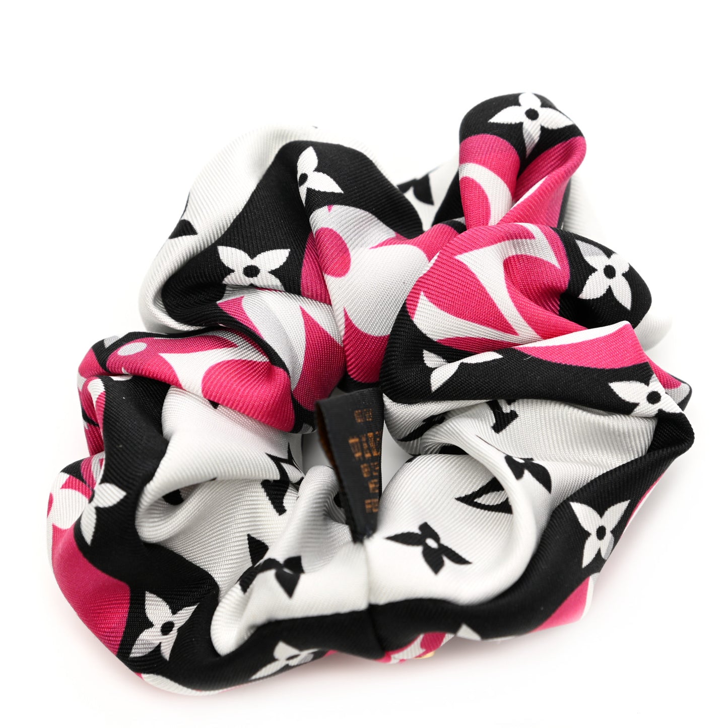 Silk Monogram Marbles Scrunchie Pink Black White