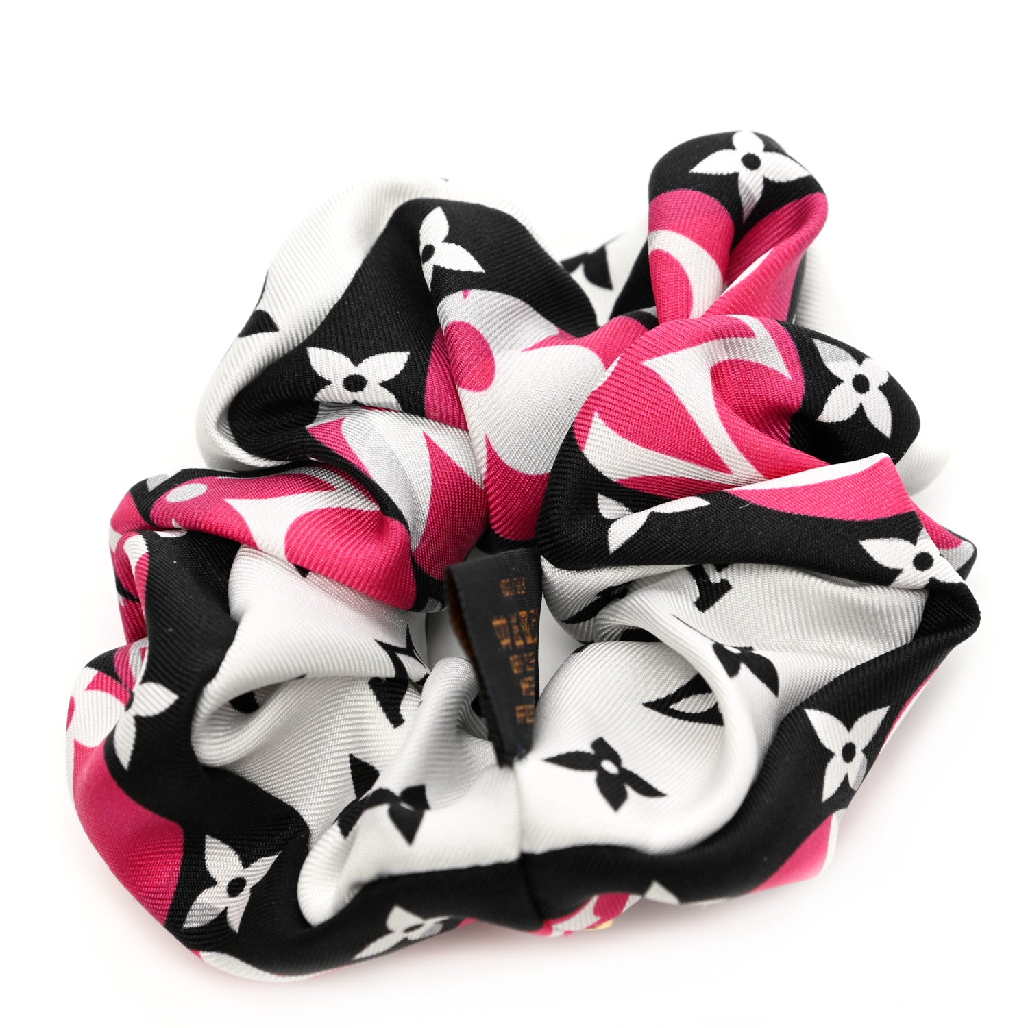 Louis Vuitton Silk Monogram Marbles Scrunchie Pink Black White 2 of 3