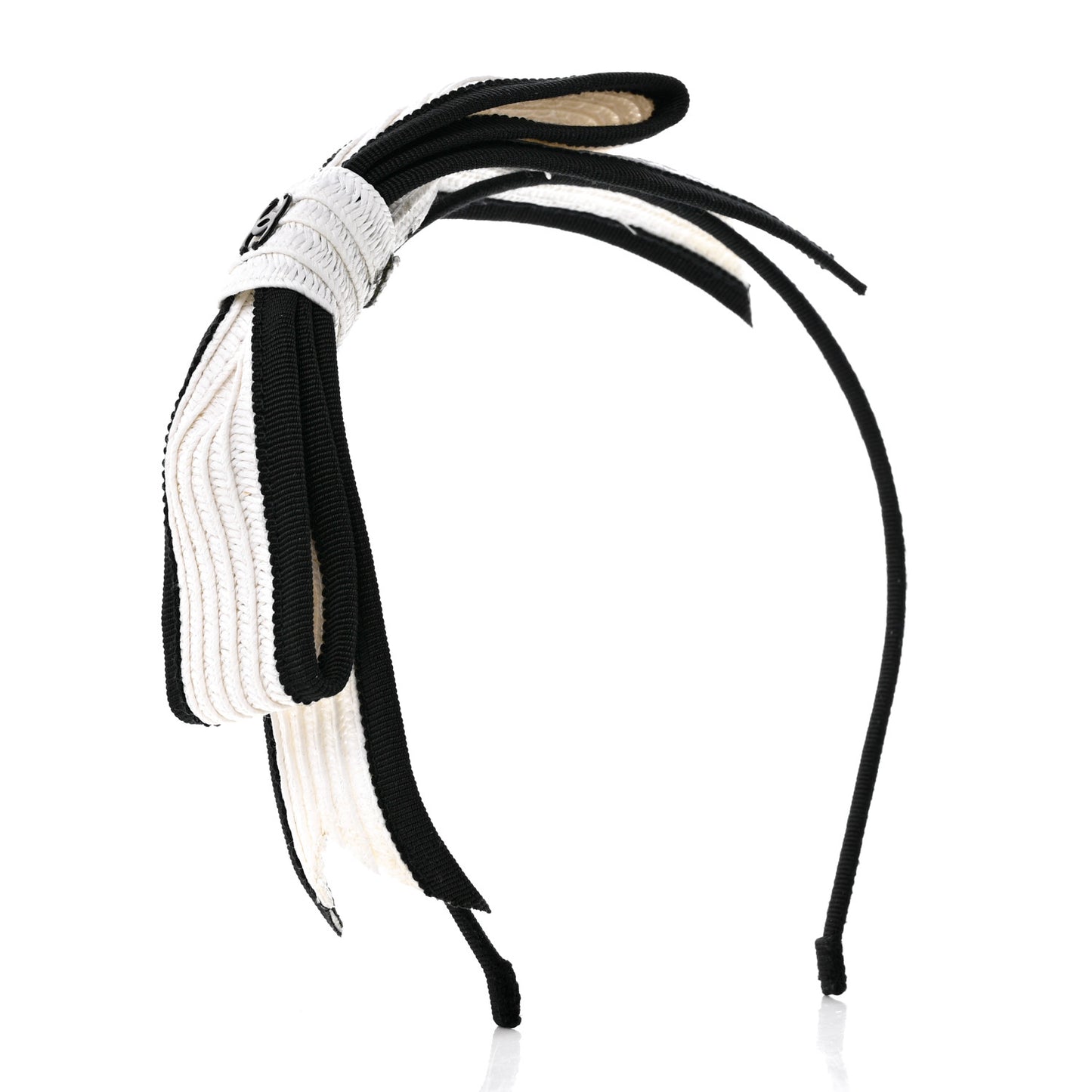 Raffia Bow CC Headband Black White