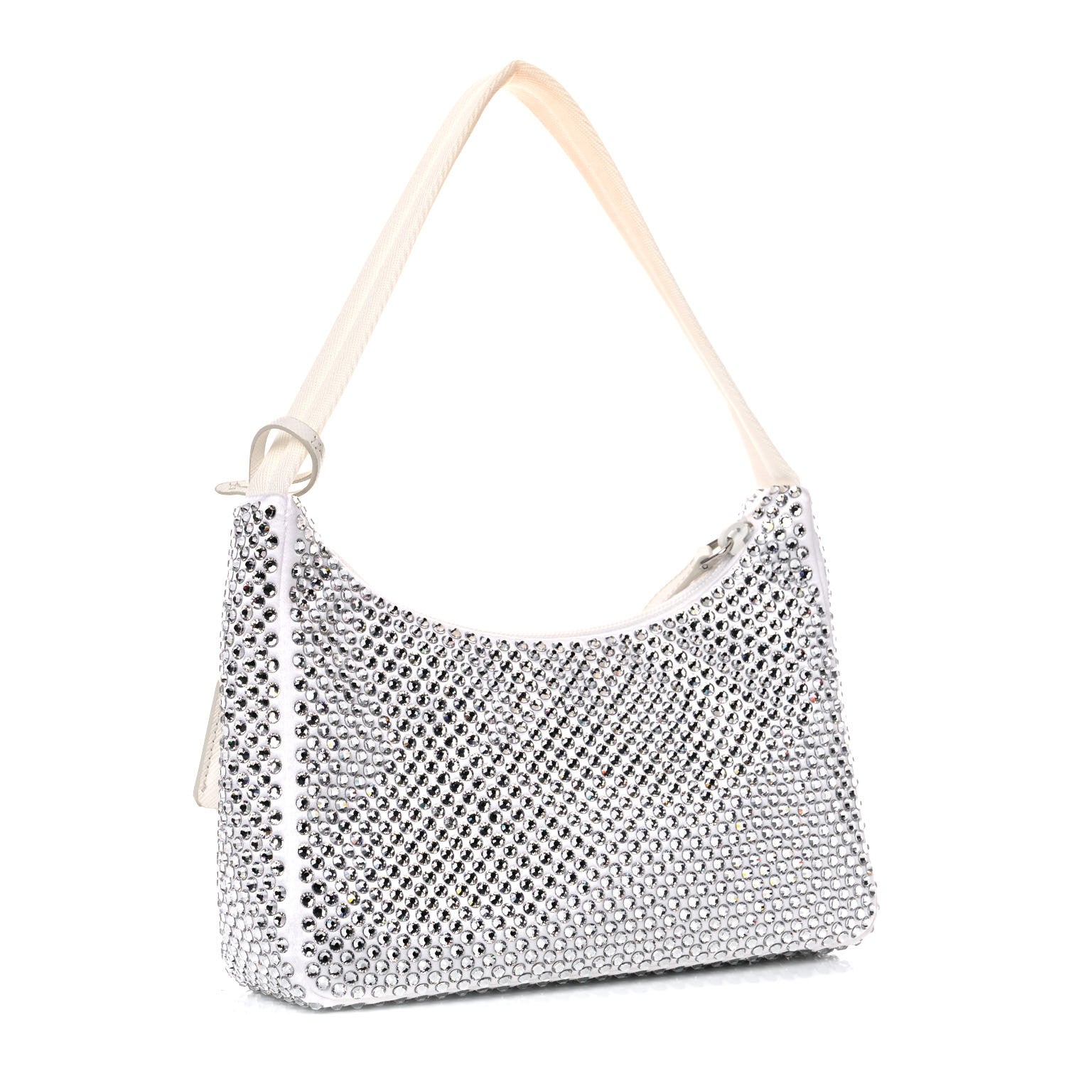 Prada Satin Crystal Mini Re-Edition 2000 Bag White 3 of 12