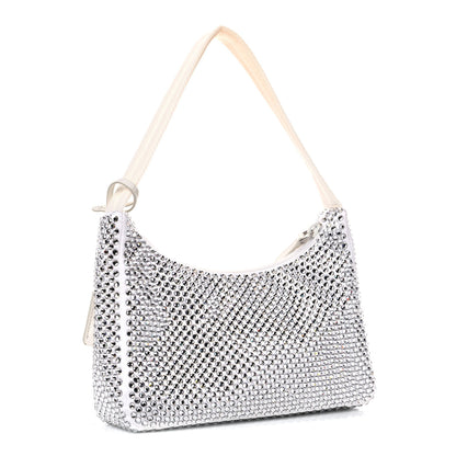 Prada Satin Crystal Mini Re-Edition 2000 Bag White 3 of 12