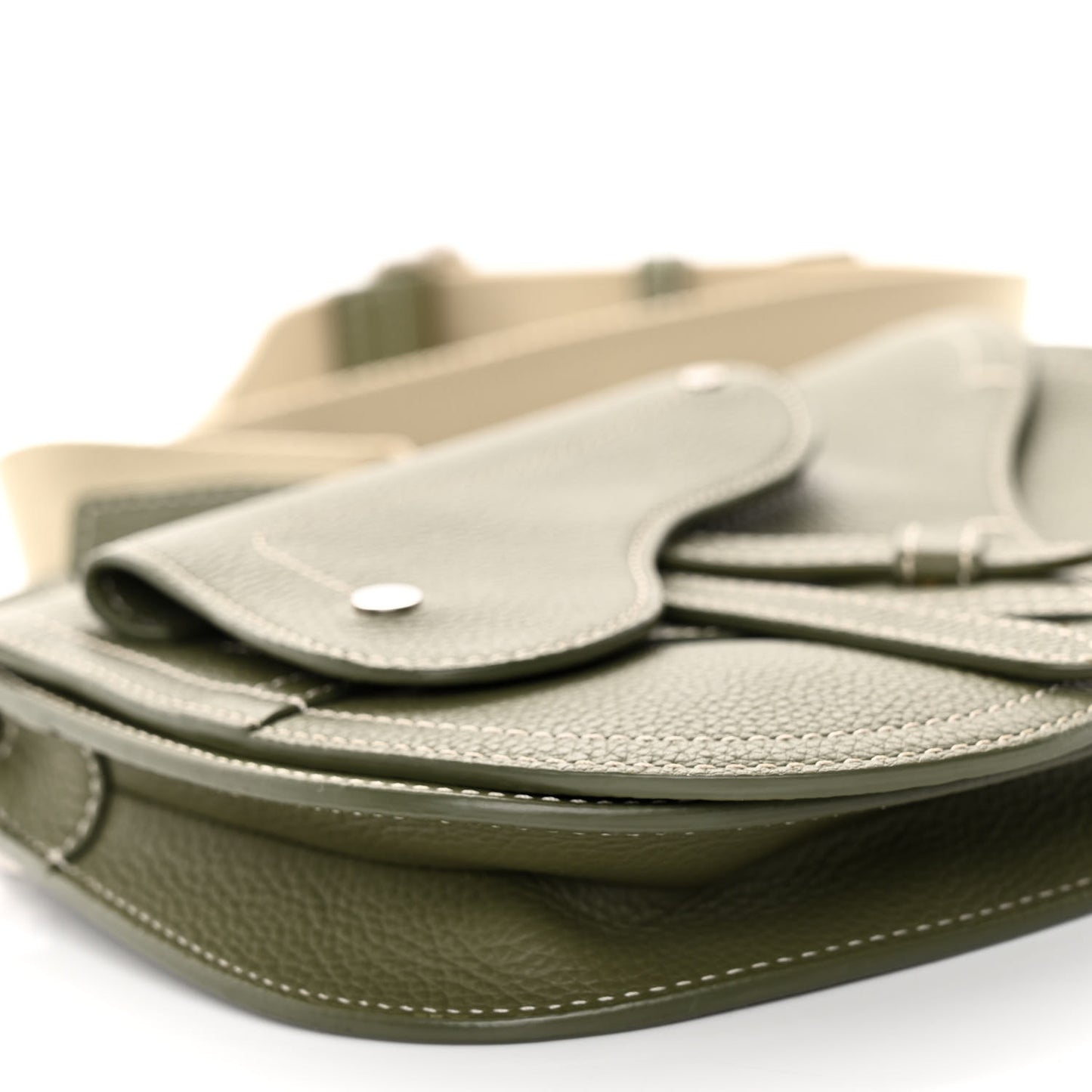 X KAWS Grained Calfskin Saddle Pouch Olive