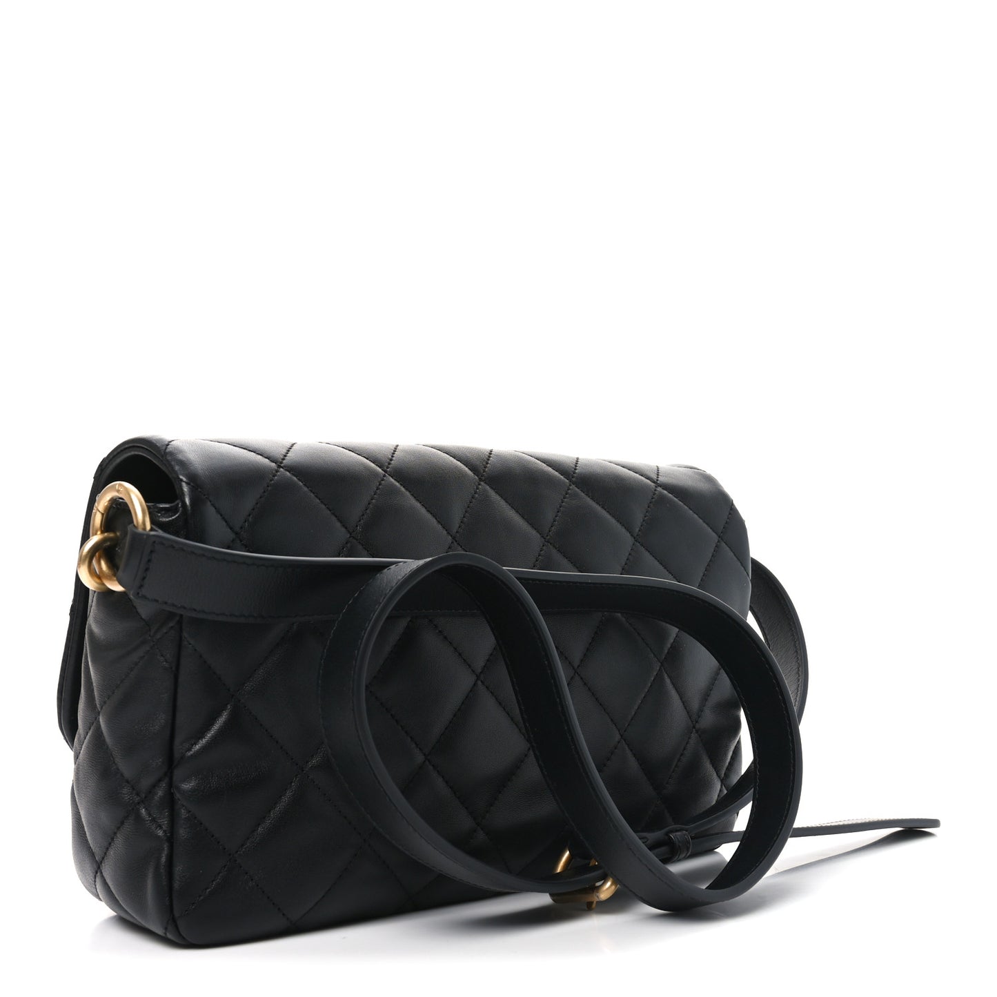 Lambskin Quilted Crossbody Flap Black