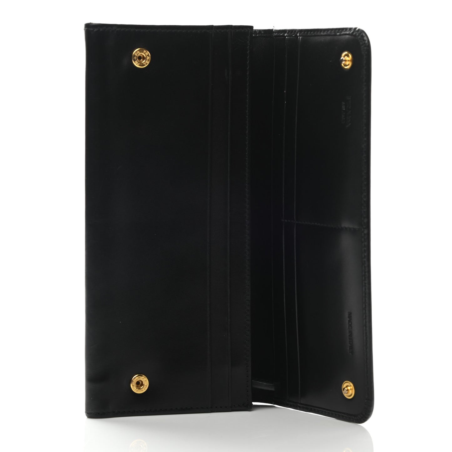 City Calf Metal Continental Flap Wallet Black