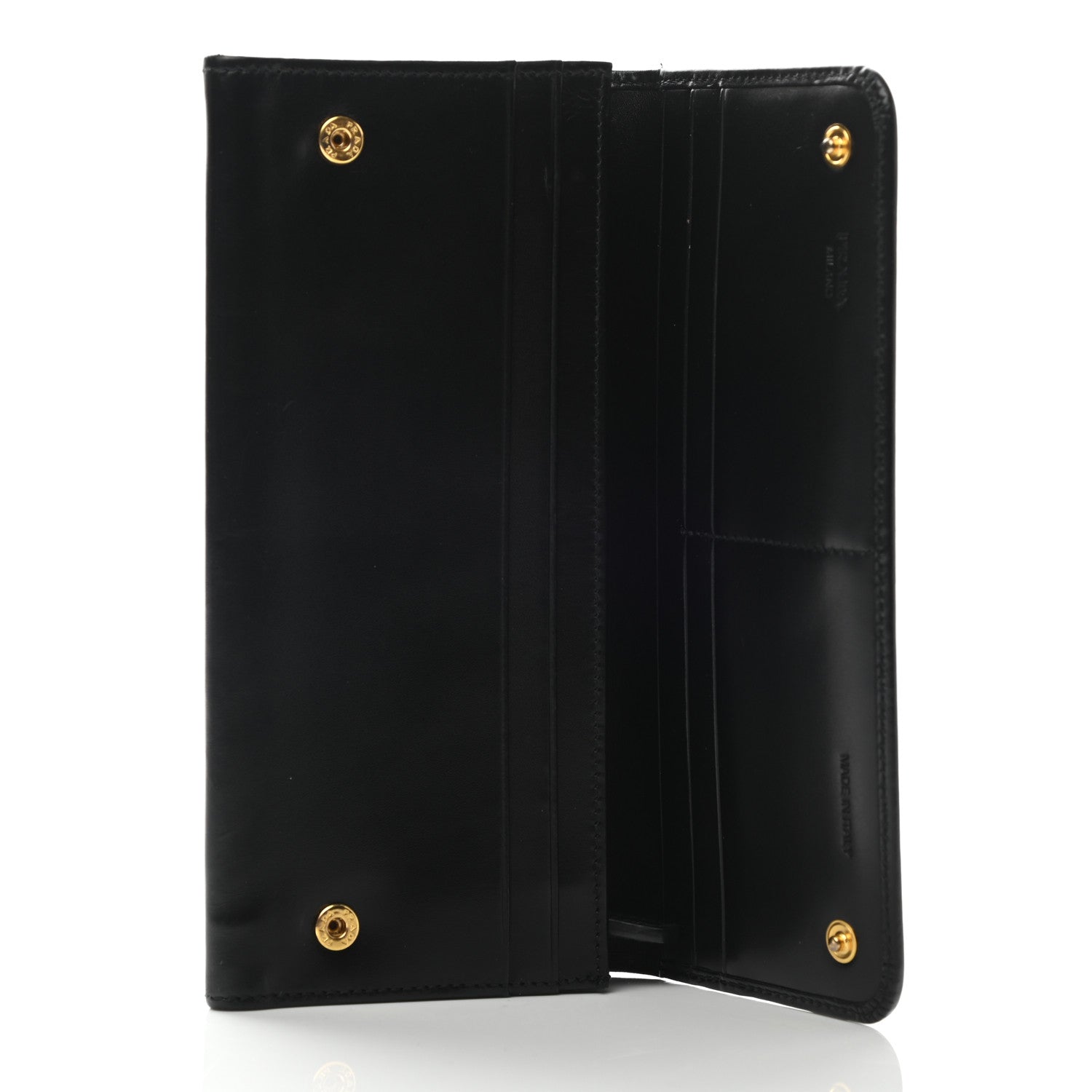 Prada City Calf Metal Continental Flap Wallet Black 5 of 12