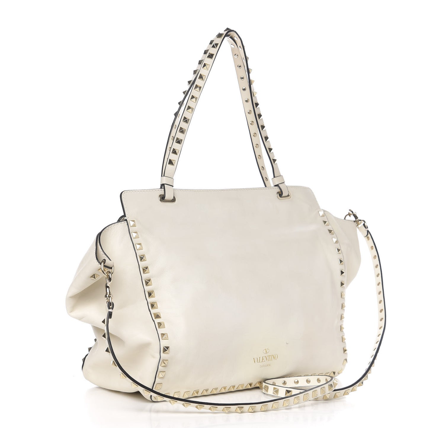 Vitello Medium Rockstud Tote Ivory