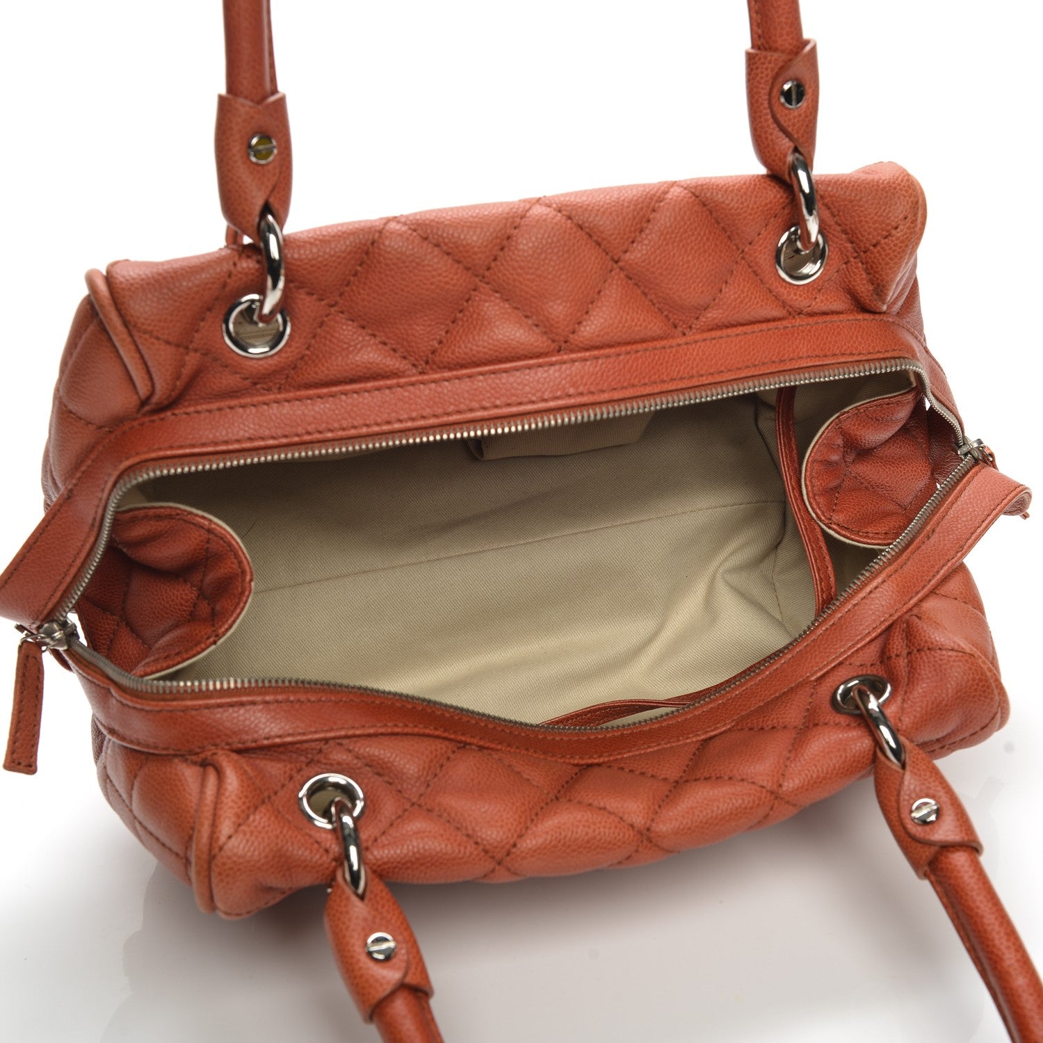 Chanel Caviar Quilted Timeless Bowler Orange 5 of 10