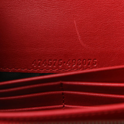 Gucci Calfskin Matelasse GG Marmont Chain Wallet Hibiscus Red 8 of 12