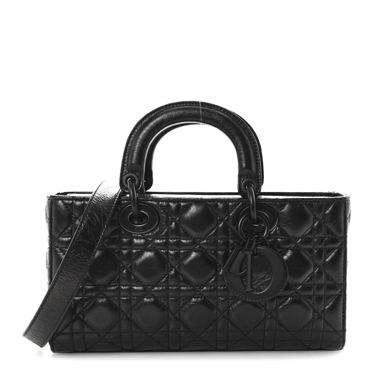 Christian Dior Crinkled Calfskin Cannage Medium Lady D-Joy Black 1 of 10