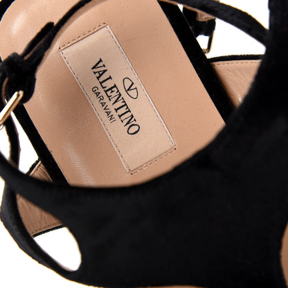 Valentino Garavani Velvet Flat Platform Sandals 39 Black 8 of 10