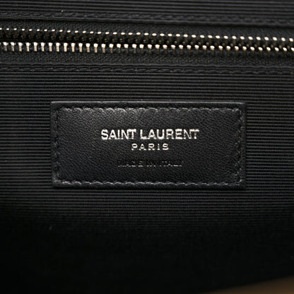 Saint Laurent Grain De Poudre Mixed Matelasse Large Triquilt Monogram Satchel Dark Beige 7 of 14