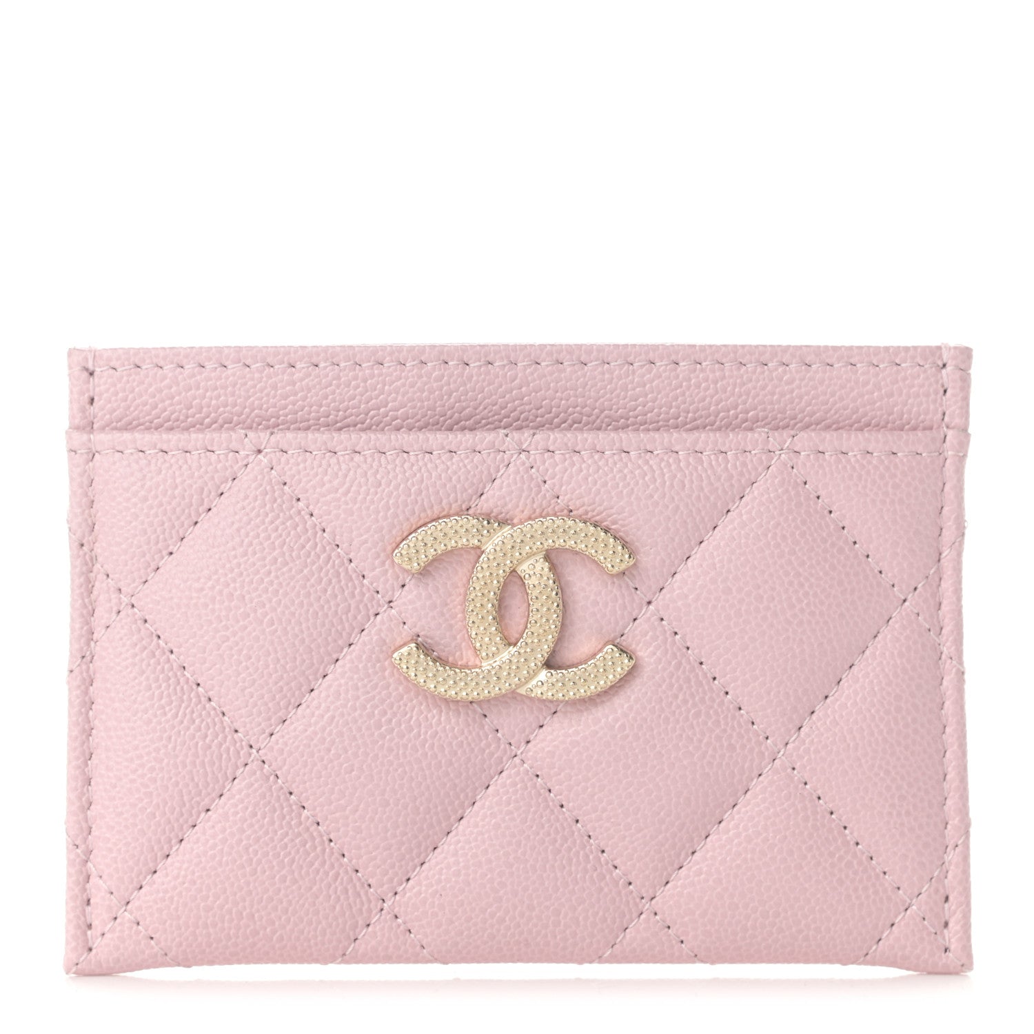 Chanel Caviar Quilted Studded CC Card Holder Light Pink 1 of 10