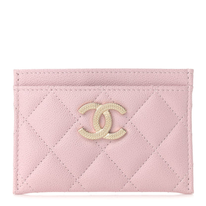 Chanel Caviar Quilted Studded CC Card Holder Light Pink 1 of 10