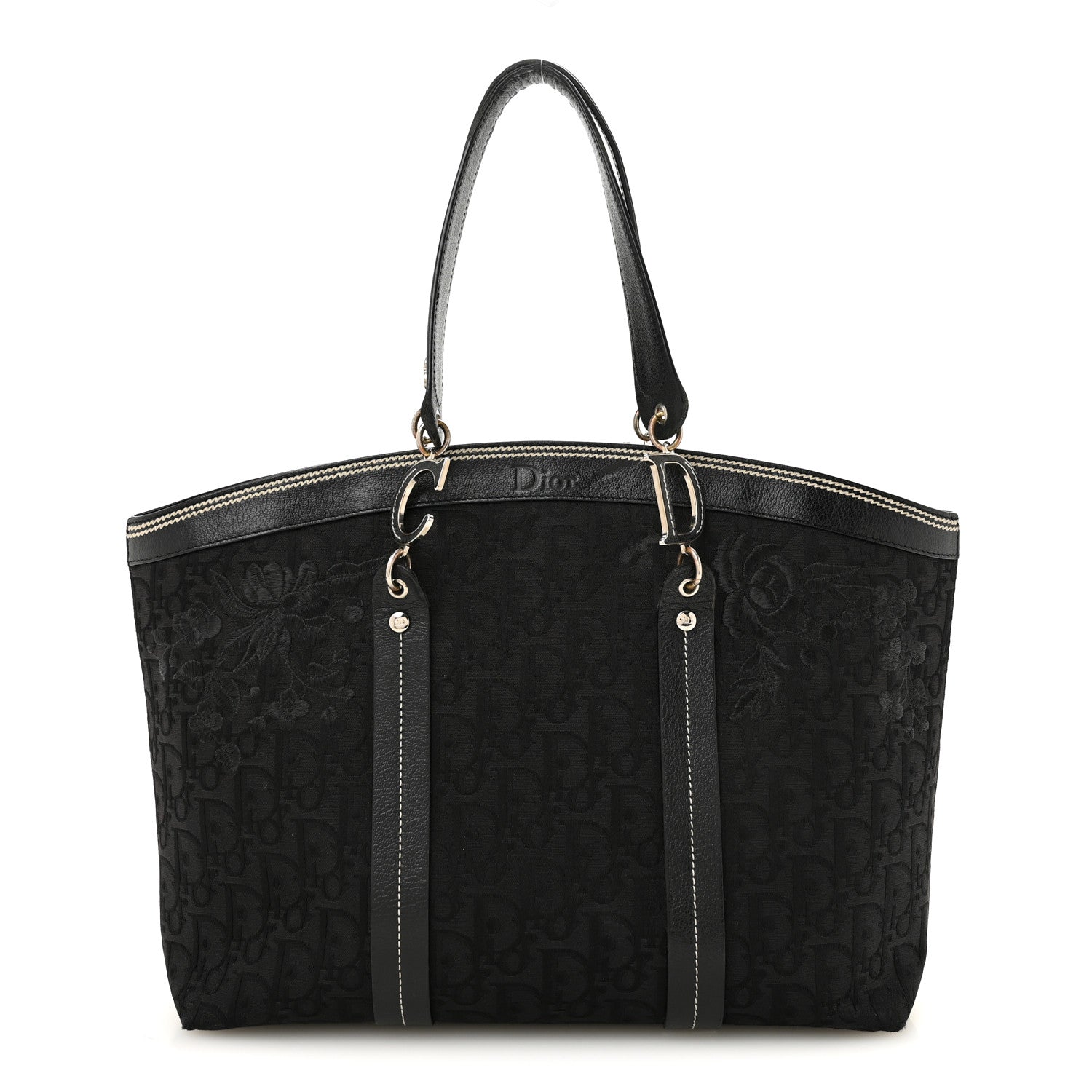Christian Dior Monogram Vintage Flowers Dome Bag Black 1 of 14