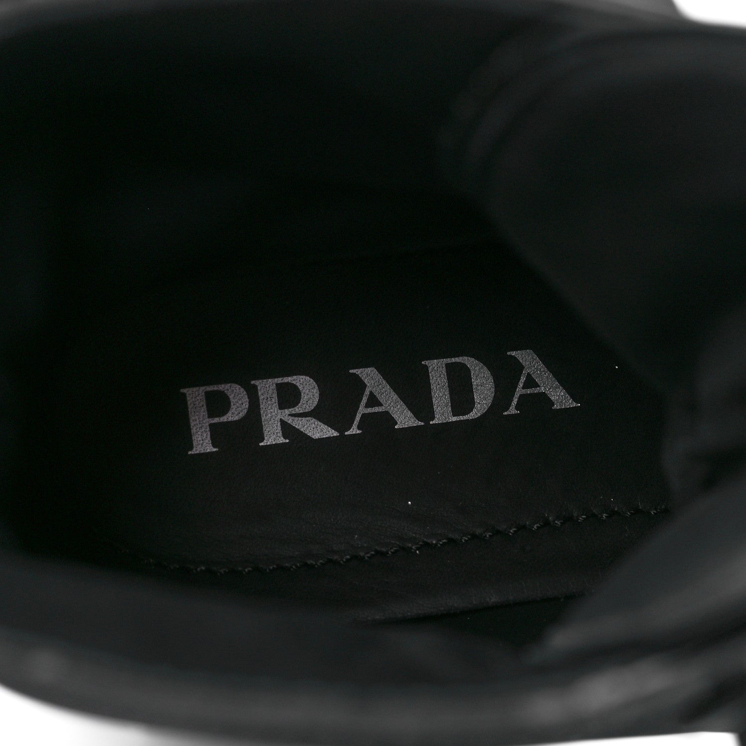 Prada Spazzolato Rois Re-Nylon Metal Triangle Logo Monolith Pouch Pocket 55mm Boots 41 Black 7 of 11