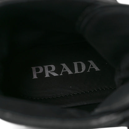 Prada Spazzolato Rois Re-Nylon Metal Triangle Logo Monolith Pouch Pocket 55mm Boots 41 Black 7 of 11
