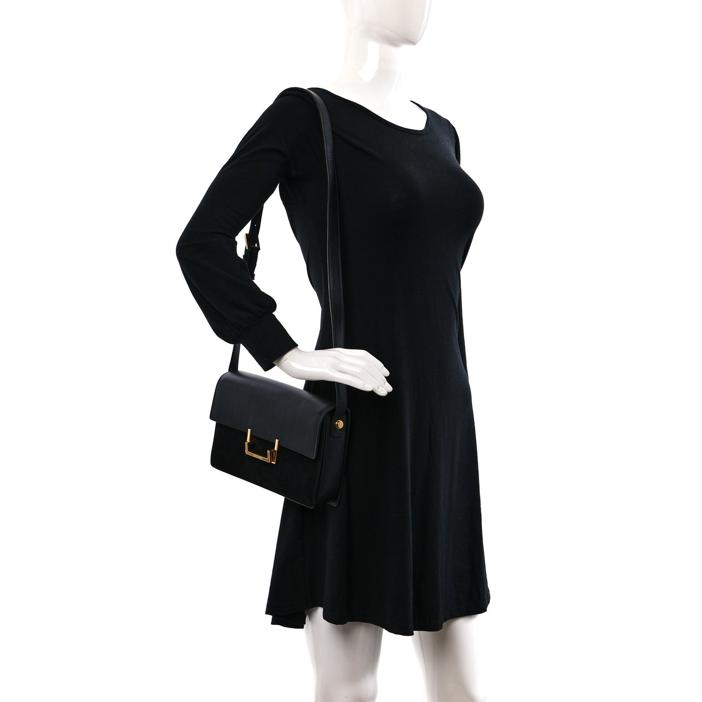 Suede Calfskin Medium Classic Lulu Bag Black