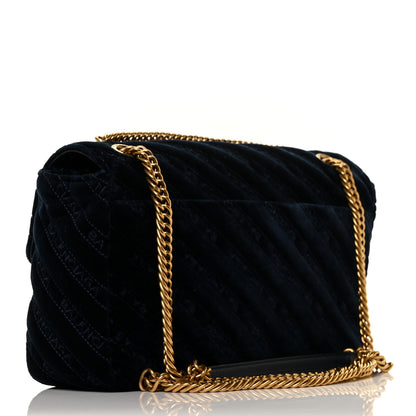 Balenciaga Velvet Logo Matelasse M BB Chain Shoulder Bag Navy 3 of 10