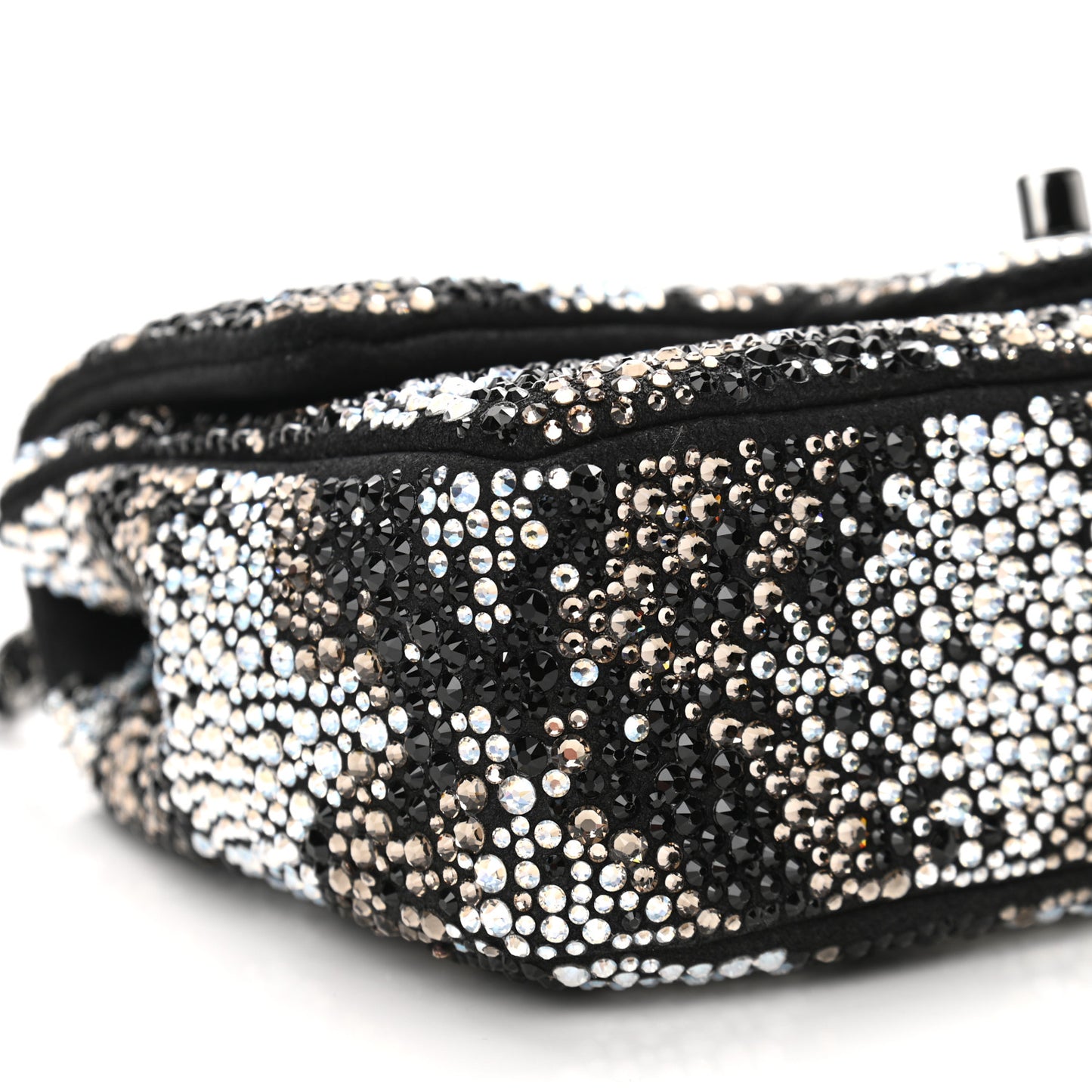Suede Crystal Mini Rectangular Flap Grey Black Multicolor
