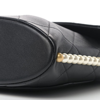 Chanel Calfskin Quilted Pearl Small About Pearls Hobo Bag Black 9 of 9