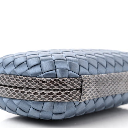 Bottega Veneta Satin Intreccio Impero Ayers Knot Clutch Light Blue 7 of 8