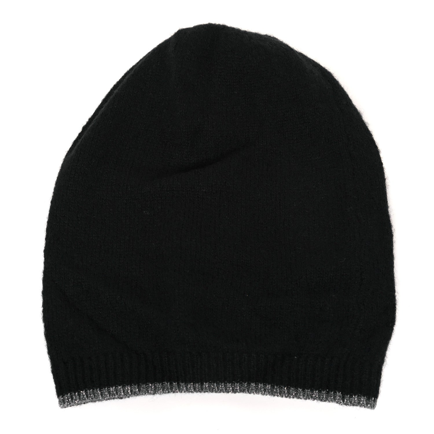 Chanel Cashmere CC Beanie Hat Black Grey 2 of 3