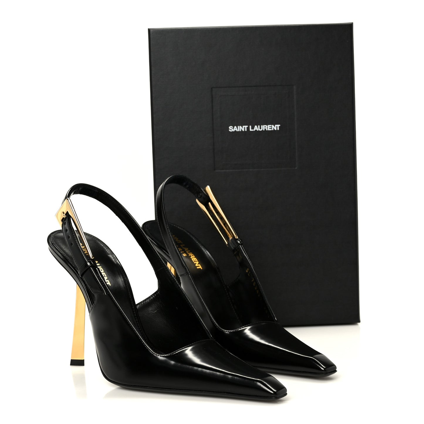 Glazed Calfskin Lee Slingback Pumps 38.5 Black