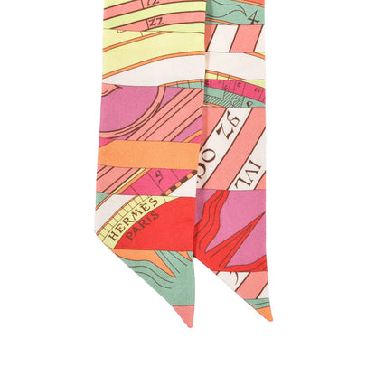 Hermes Silk Astrologie Nouvelle Twilly Rose Corail Vert Fluo 2 of 3