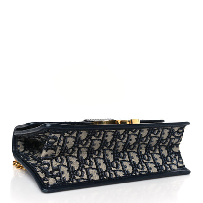Christian Dior Oblique 30 Montaigne Chain Flap Bag Blue 4 of 8