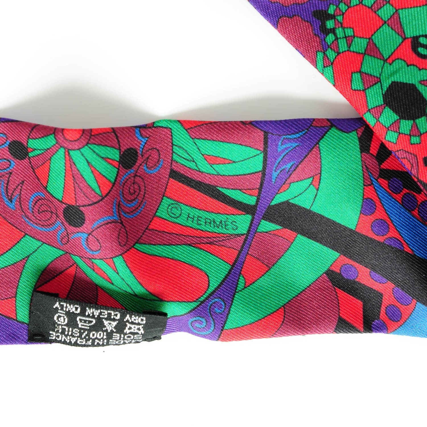 Hermes Silk L'Ivresse de l'Infini Twilly Rouge Violet Vert 4 of 5