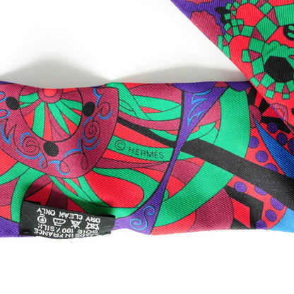Hermes Silk L'Ivresse de l'Infini Twilly Rouge Violet Vert 4 of 5