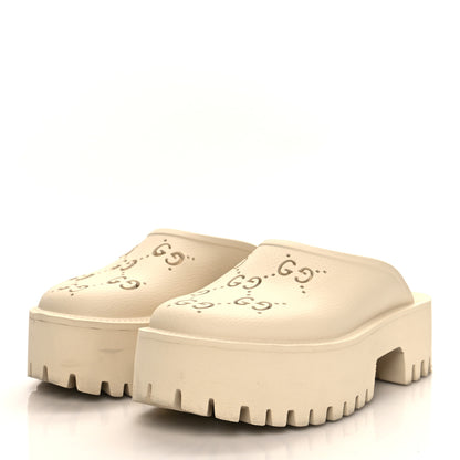 Gucci Rubber GG Monogram Perforated Elea Platform 55mm Lug Sole Sandals 36 Mystic White 3 of 13