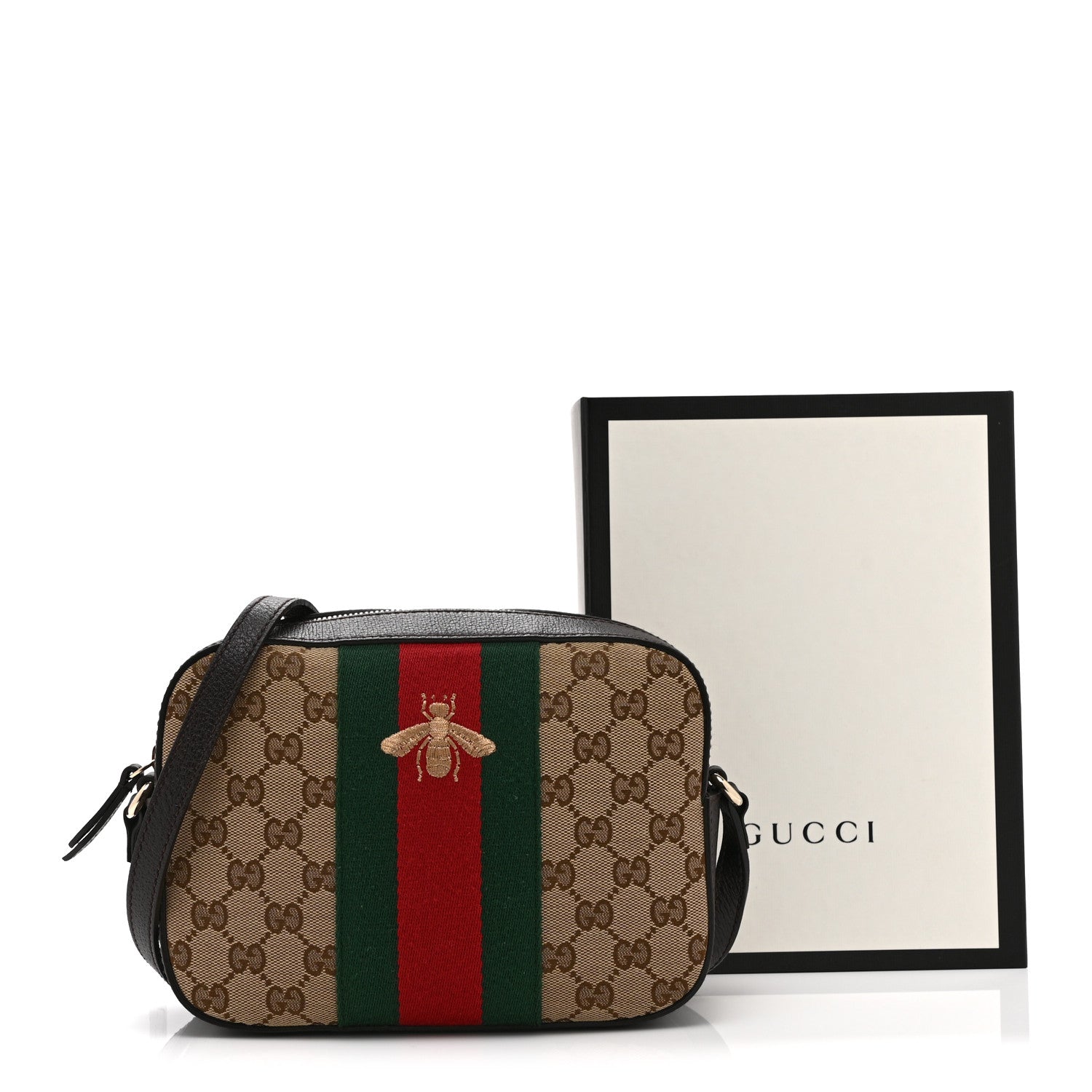 Gucci GG Supreme Monogram Web Small Webby Bee Shoulder Bag Dark Brown 12 of 12