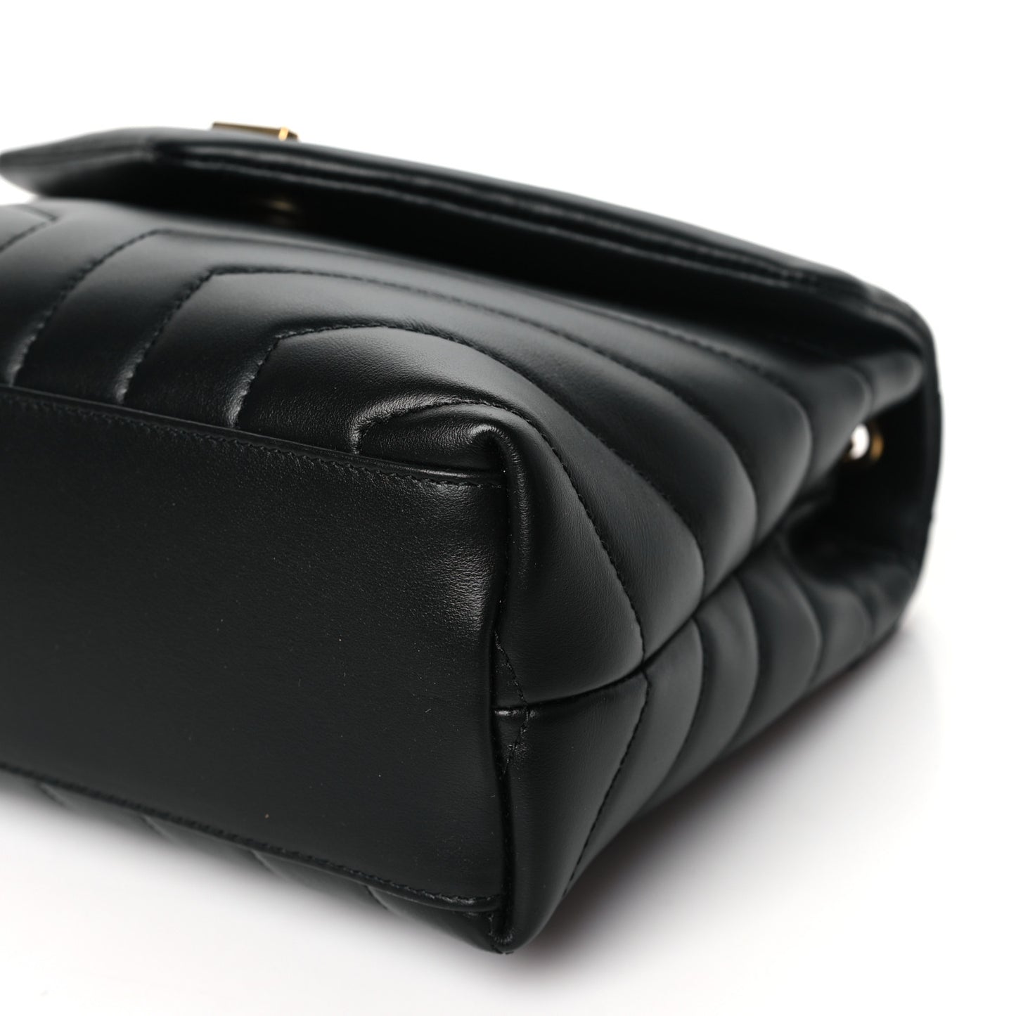 Calfskin Y Quilted Monogram Small Loulou Chain Satchel Black