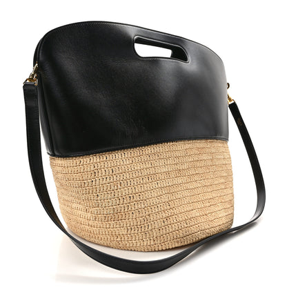Celine Raffia Calfskin Basket Bag Natural Black 3 of 13