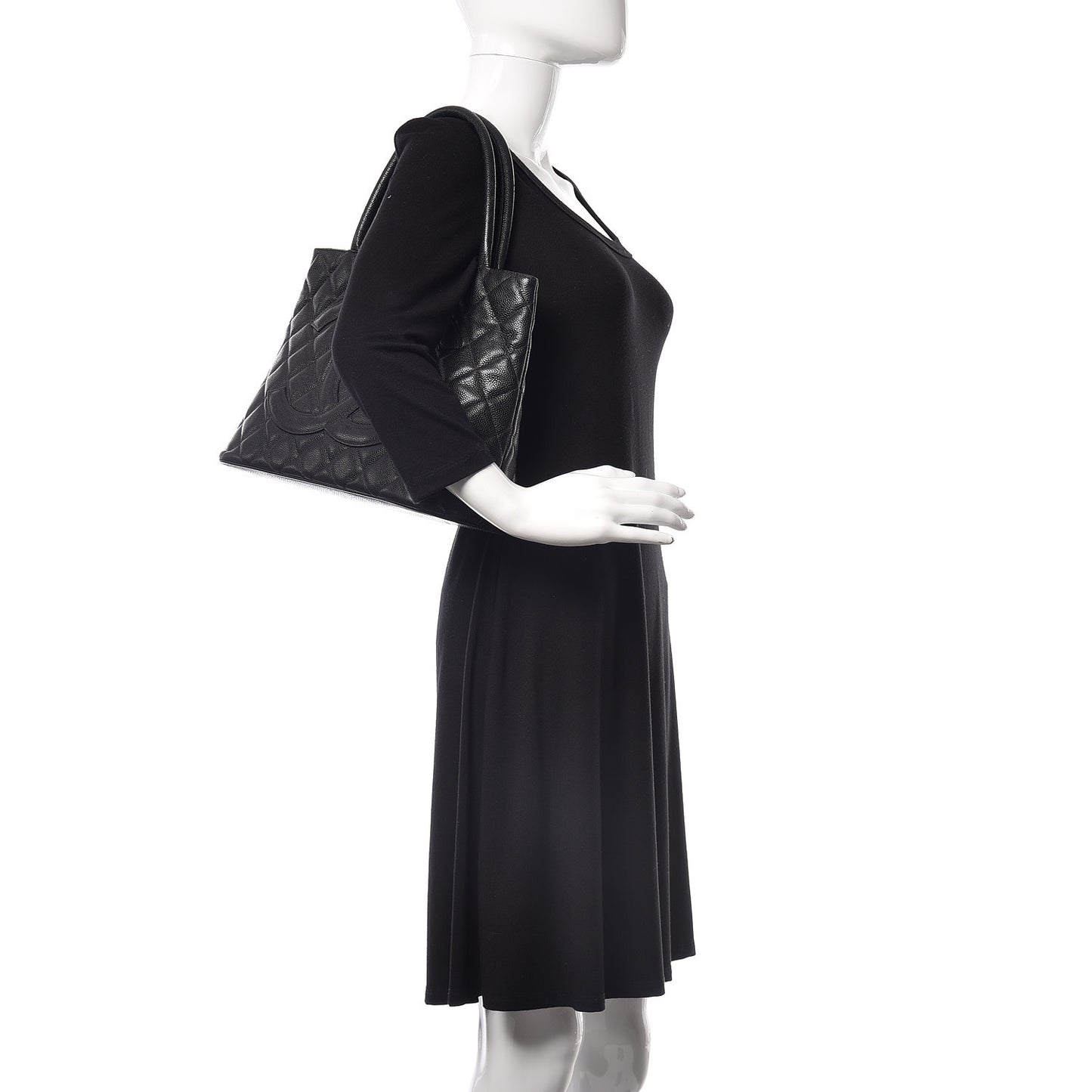Caviar Quilted Medallion Tote Black