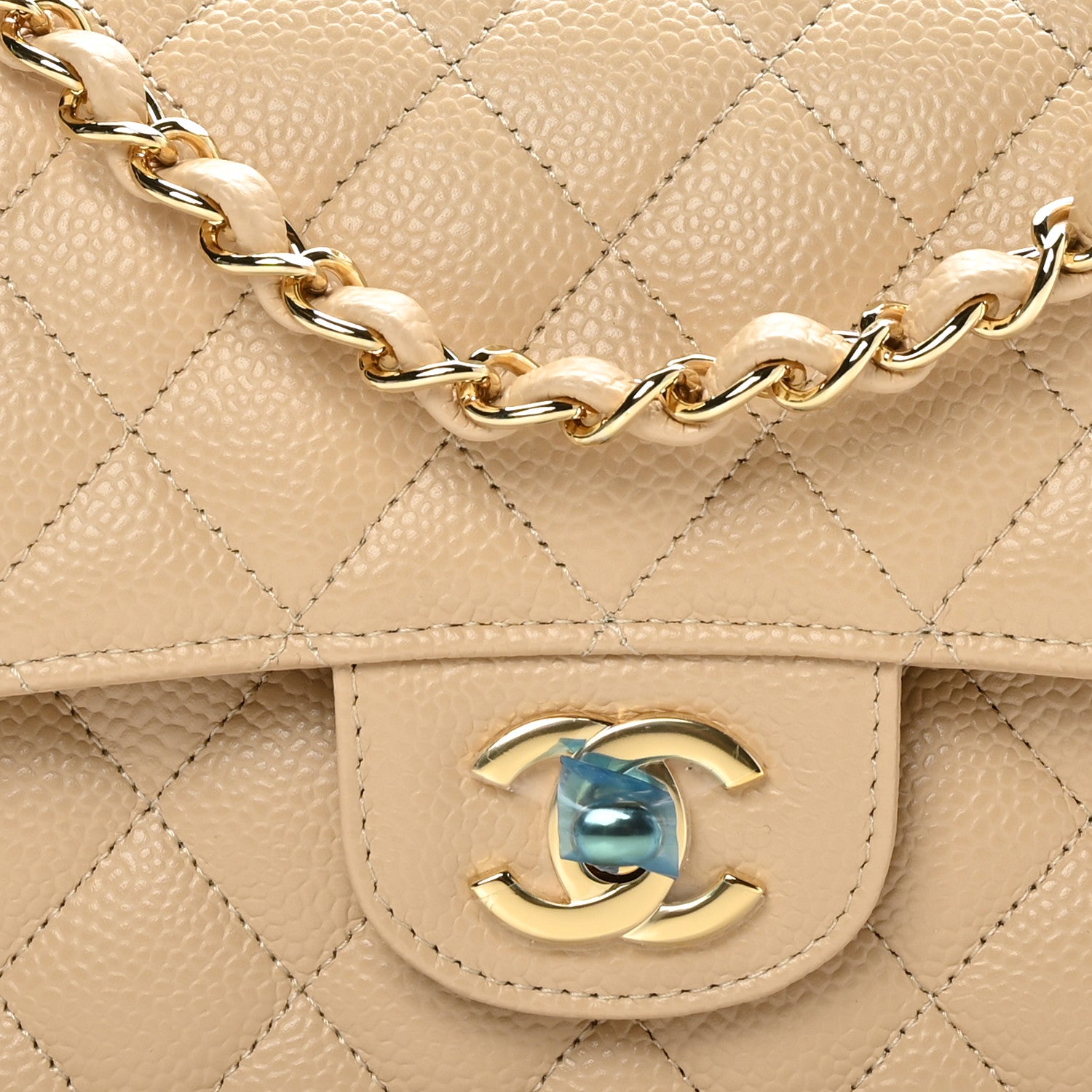 Chanel Caviar Quilted Small Double Flap Beige 8 of 11