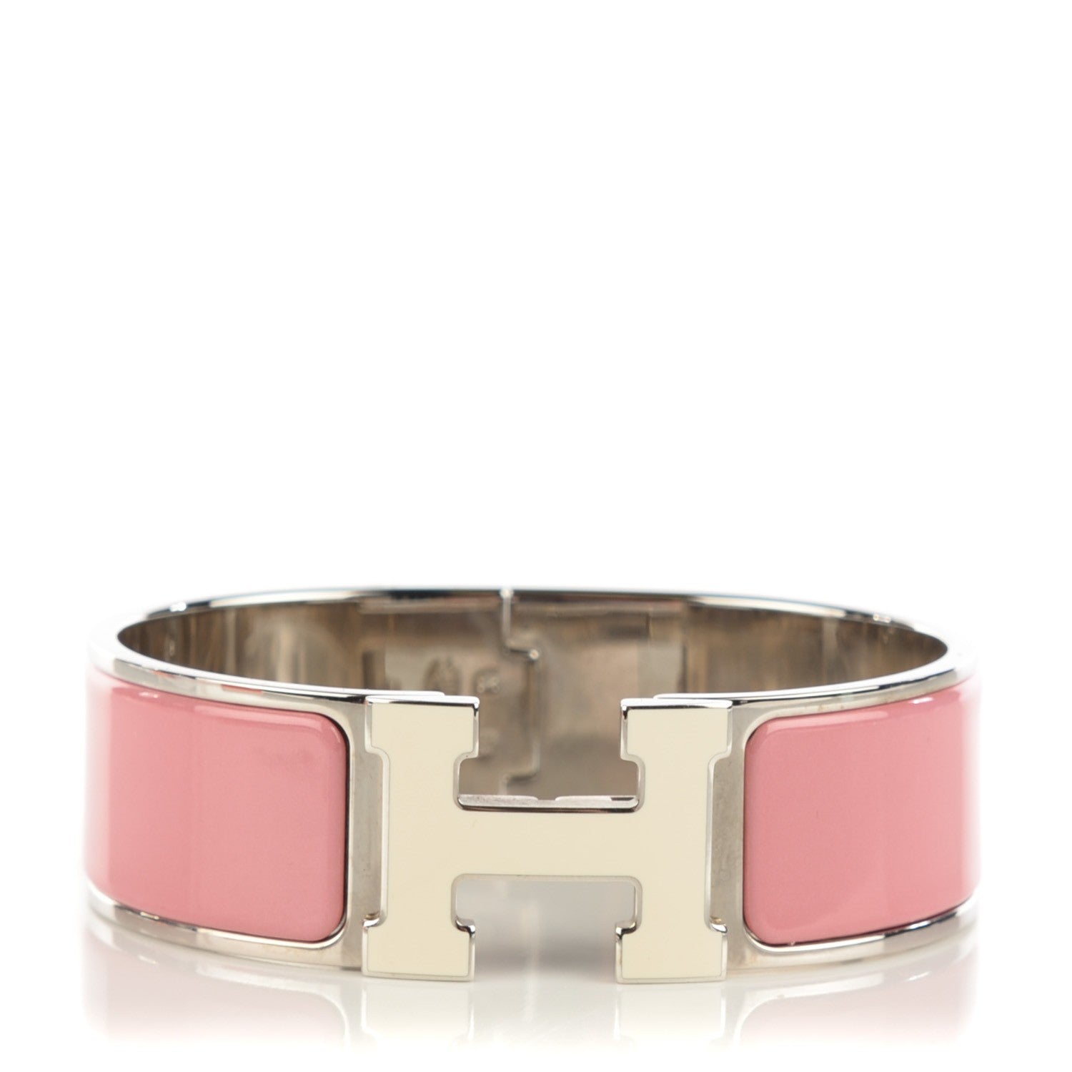 Hermes Enamel Wide Clic Clac H Bracelet PM White Rose Pagoda 1 of 12