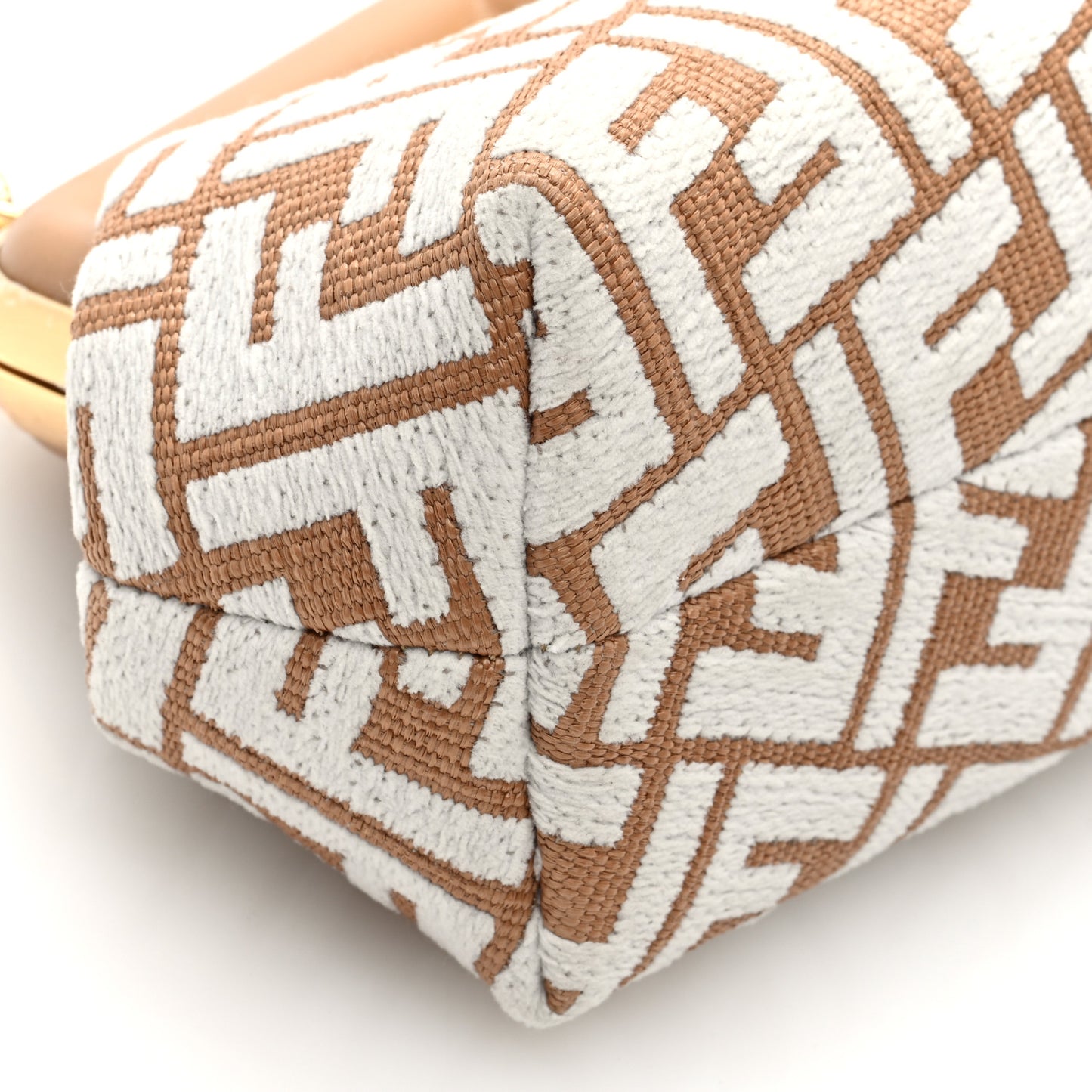 Raffia Chenille Shiny Nappa FF 1974 Small Fendi First Natural White Miele Scuro