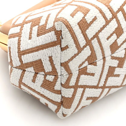 Fendi Raffia Chenille Shiny Nappa FF 1974 Small Fendi First Natural White Miele Scuro 9 of 10