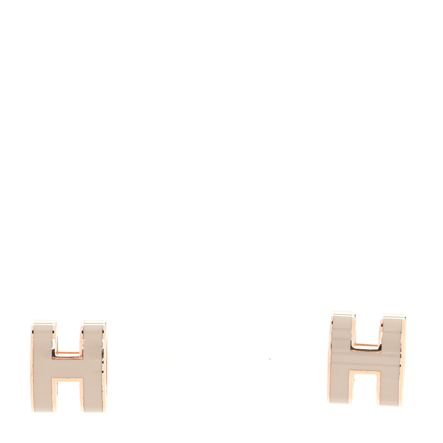 Rose Gold Lacquered Mini Pop H Earrings Marron Glace