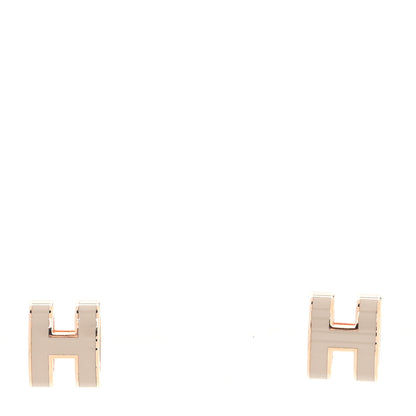 Hermes Rose Gold Lacquered Mini Pop H Earrings Marron Glace 1 of 5