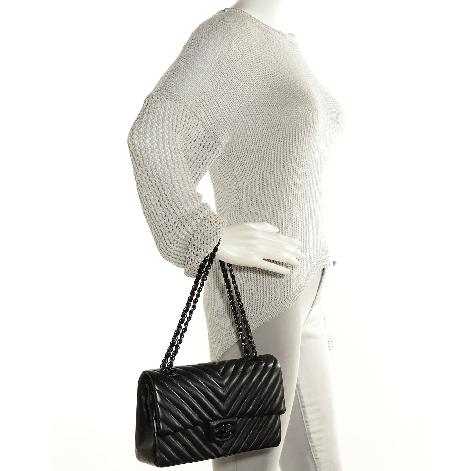 Chanel Lambskin Chevron 11.12 Medium Double Flap So Black 2 of 8