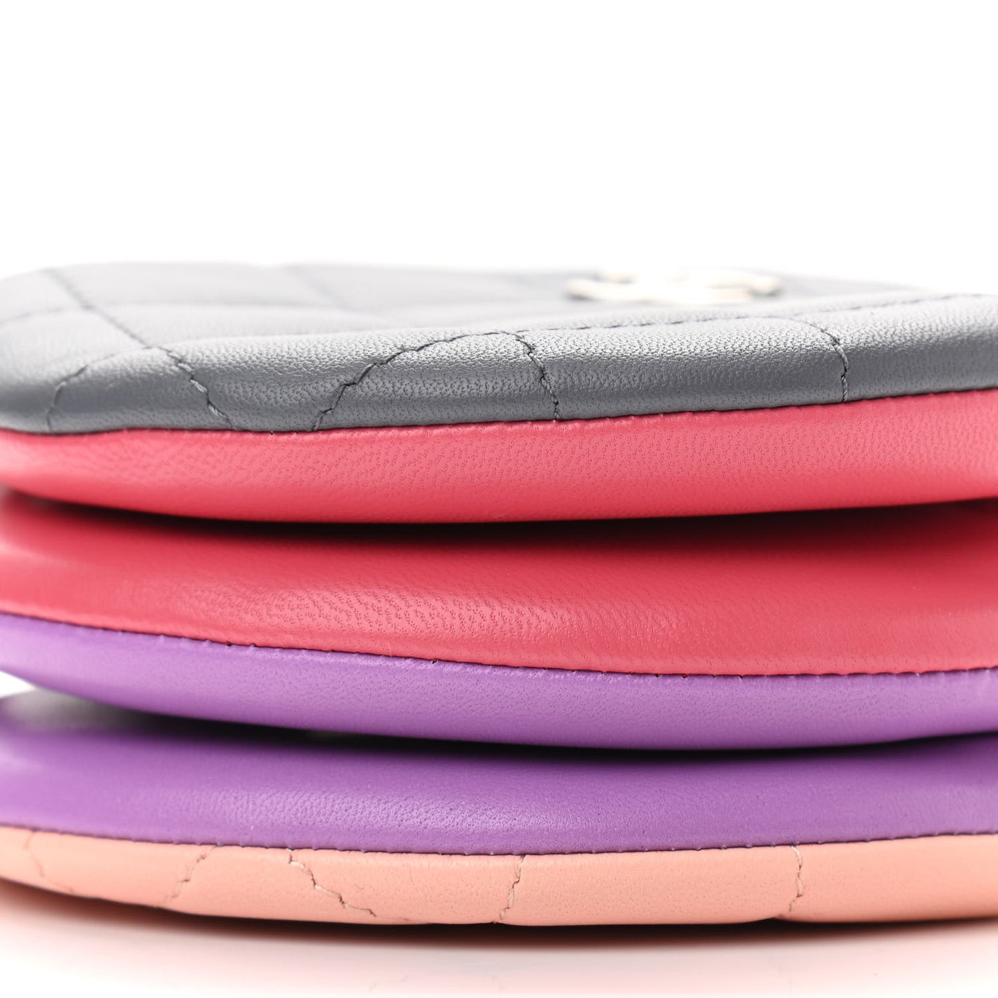 Lambskin Quilted Round Clutch With Chain Multicolor