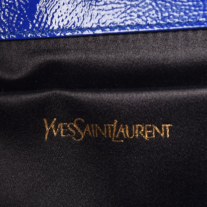 Saint Laurent Textured Patent Calfskin Large Belle De Jour Clutch Royal Blue 6 of 7